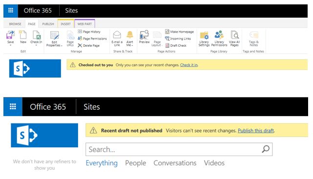 Check in and publish